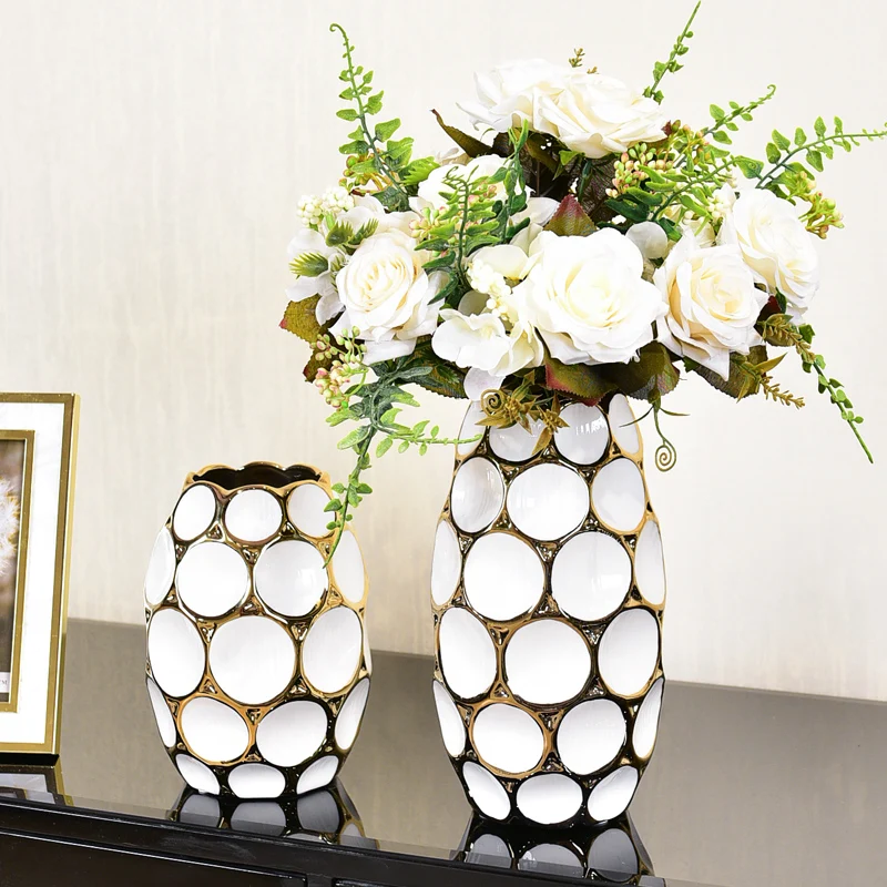 

Современная искусственная Роскошная ваза для гостиной, цветочная композиция, Европейский Креативный керамический Декор для сухих цветов, имитация цветов