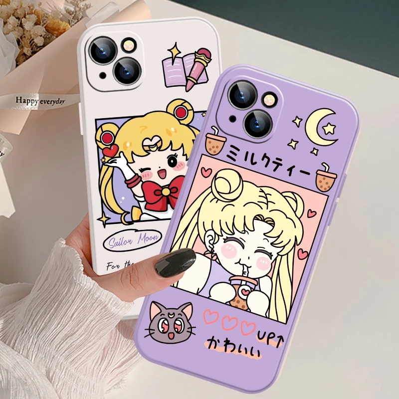 

Sailor Moon Phone Case For iPhone 11 12 13 Pro MAX Mini 6 6S 7 8 Plus X XR XS MAX SE 2020 Japan Anime Cartoon Funda Back Cover
