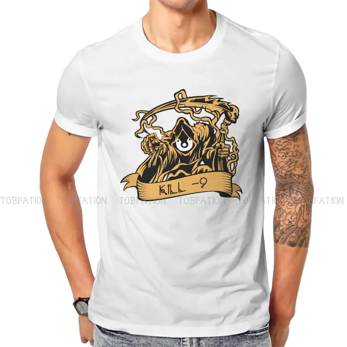

Linux Operating System Tux Penguin Polyester TShirt Kill Process Classic T Shirt Homme Men Tee Shirt Printing Big Sale