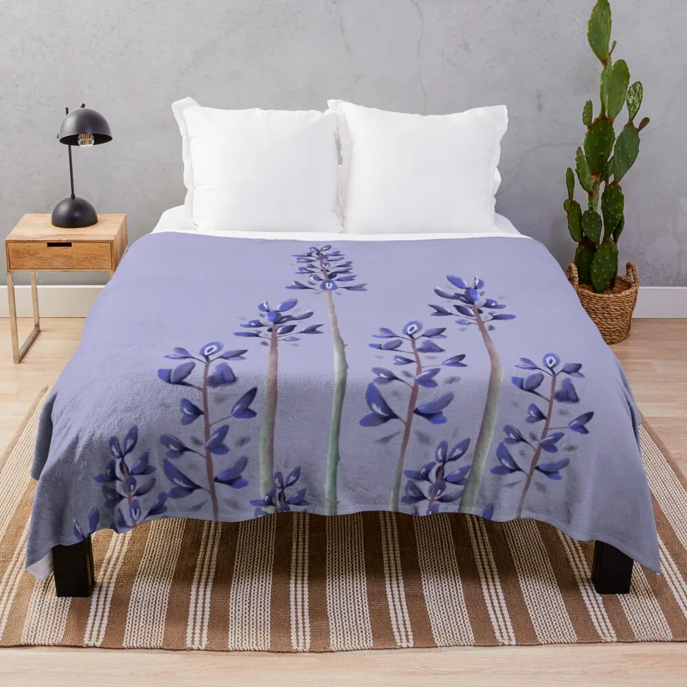 

Throw Blanket Beautiful Purple Flowers for Couch Bluebonnet Flannel Bed Sofa King Queen Full Size Cozy Soft Warm Blanket Gifts