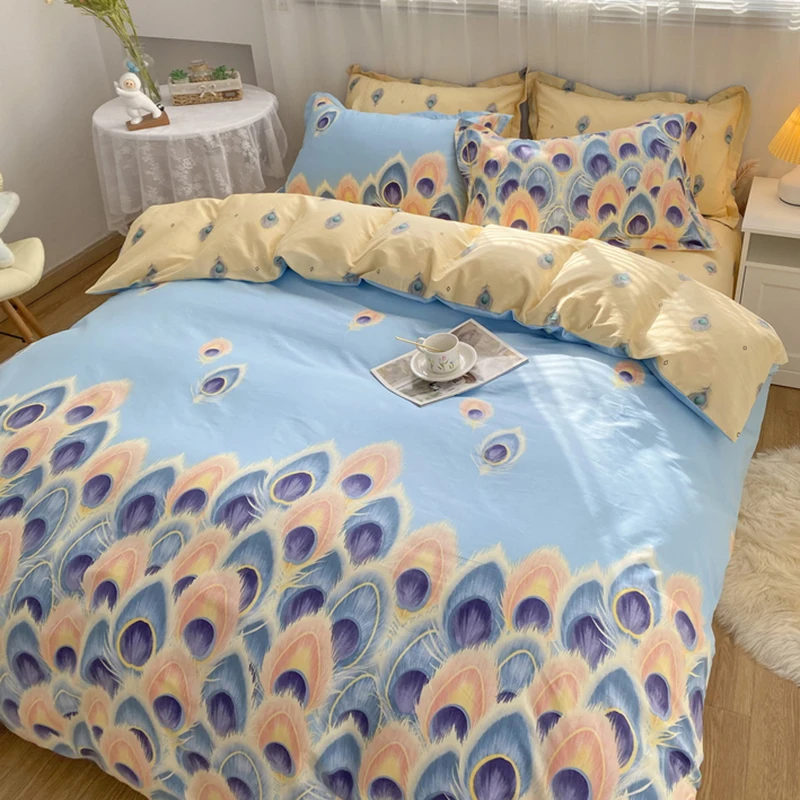 

40S Pure Cotton Duvet Cover Home INS Style Fashion Quilts Cover Queen Double Full Size Comforter Case 200x230 220x240cm 2022 New