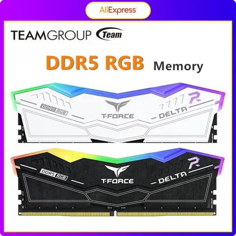 Модуль озу team T-Force Delta, RGB, DDR5, 32 гб (2x16 гб), 6400 мгц, 7200 мгц, 7600 мгц, PC5, для пк