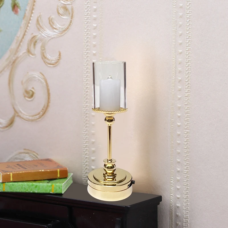 1/12 Scale Mini Luminous Candle Lamp Dollhouse Accessories Miniature LED Wall Sconce Lamp Battery Operated With Switch images - 6