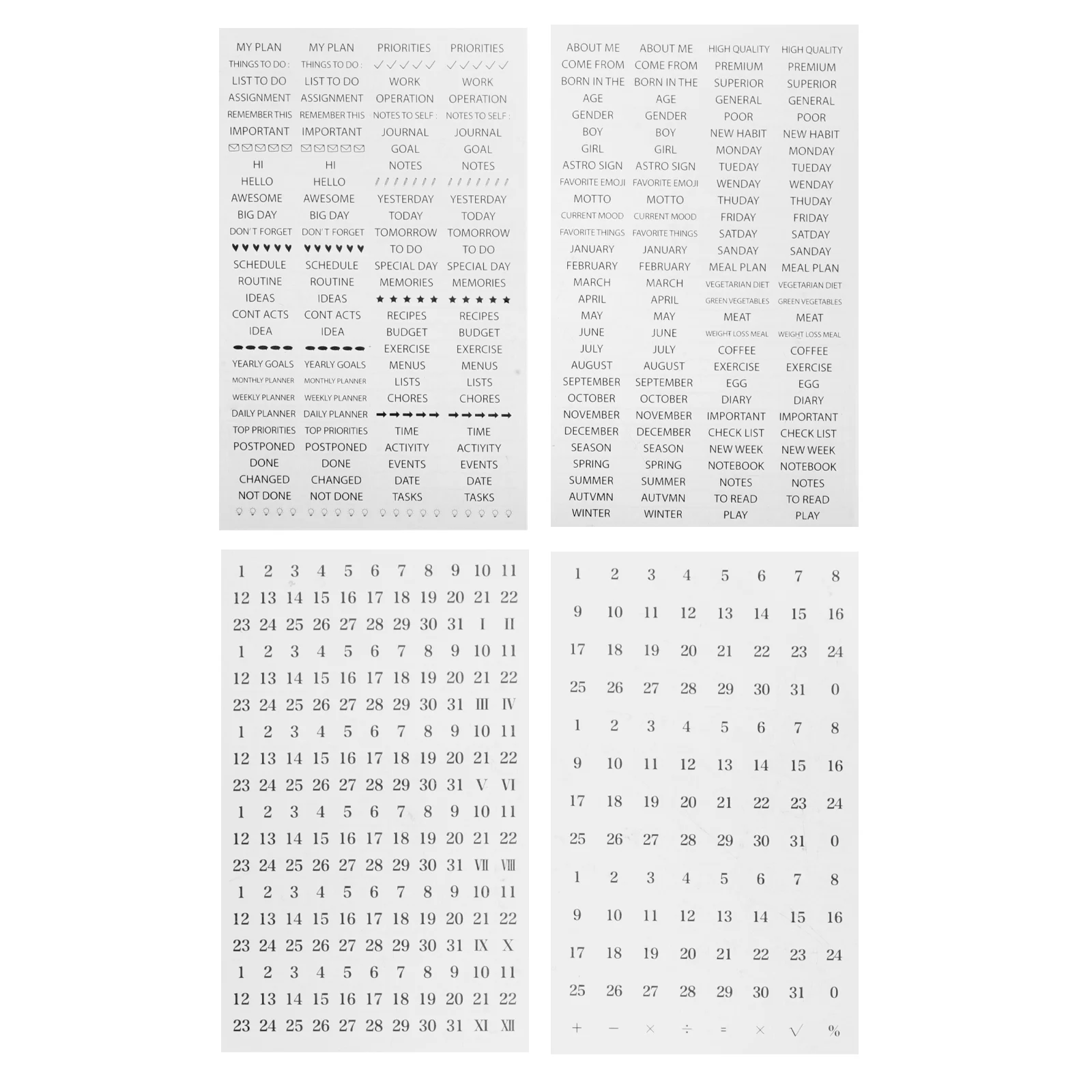 4 листа блокноты наклейки на месяц планирования DIY планировщик аппликация