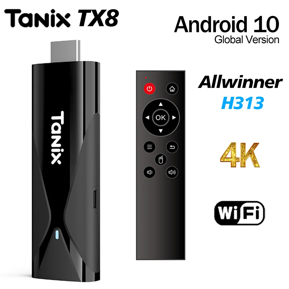 Оригинальный TANIX TX8 Smart TV Box Android 10 STICK Allwinner H313 2 ГБ 16 4G WIFI MINI Dongle 4K VS Q6