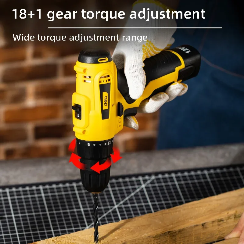 Deli 12V электродрель 22 нм Ударная беспроводная дрель Фотоотвертка Инструмент