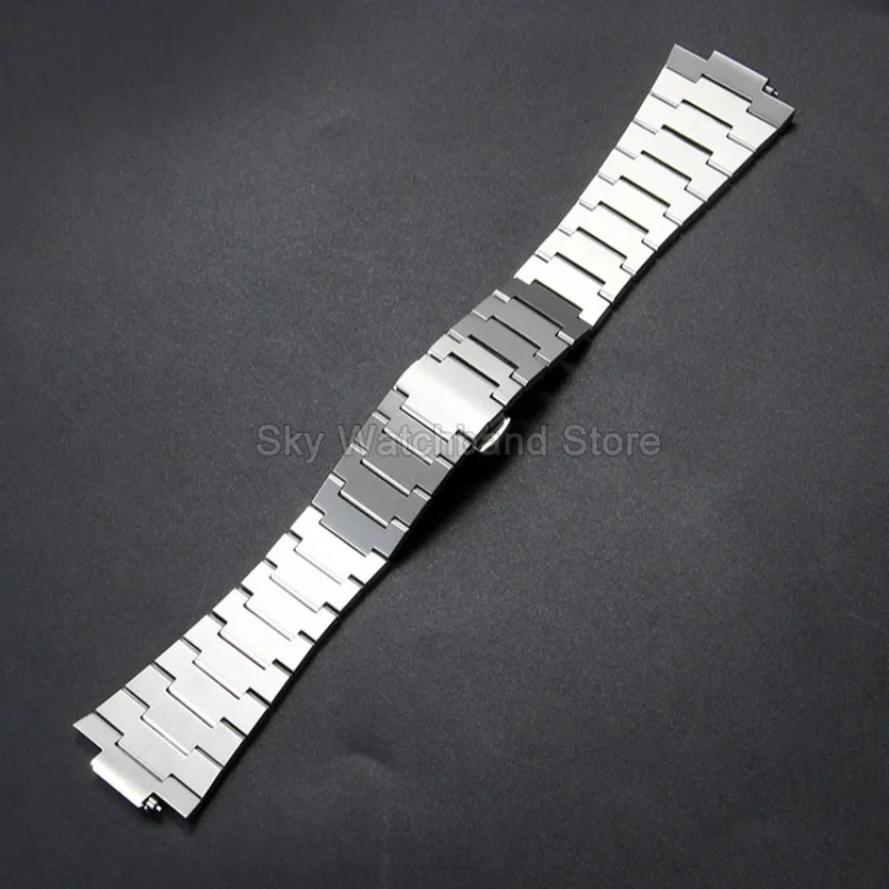 Фото Цельный браслет для часов из нержавеющей стали 12x26 мм для Tissot PRX T137407A T137410A с двойной кнопочной застежкой. №1