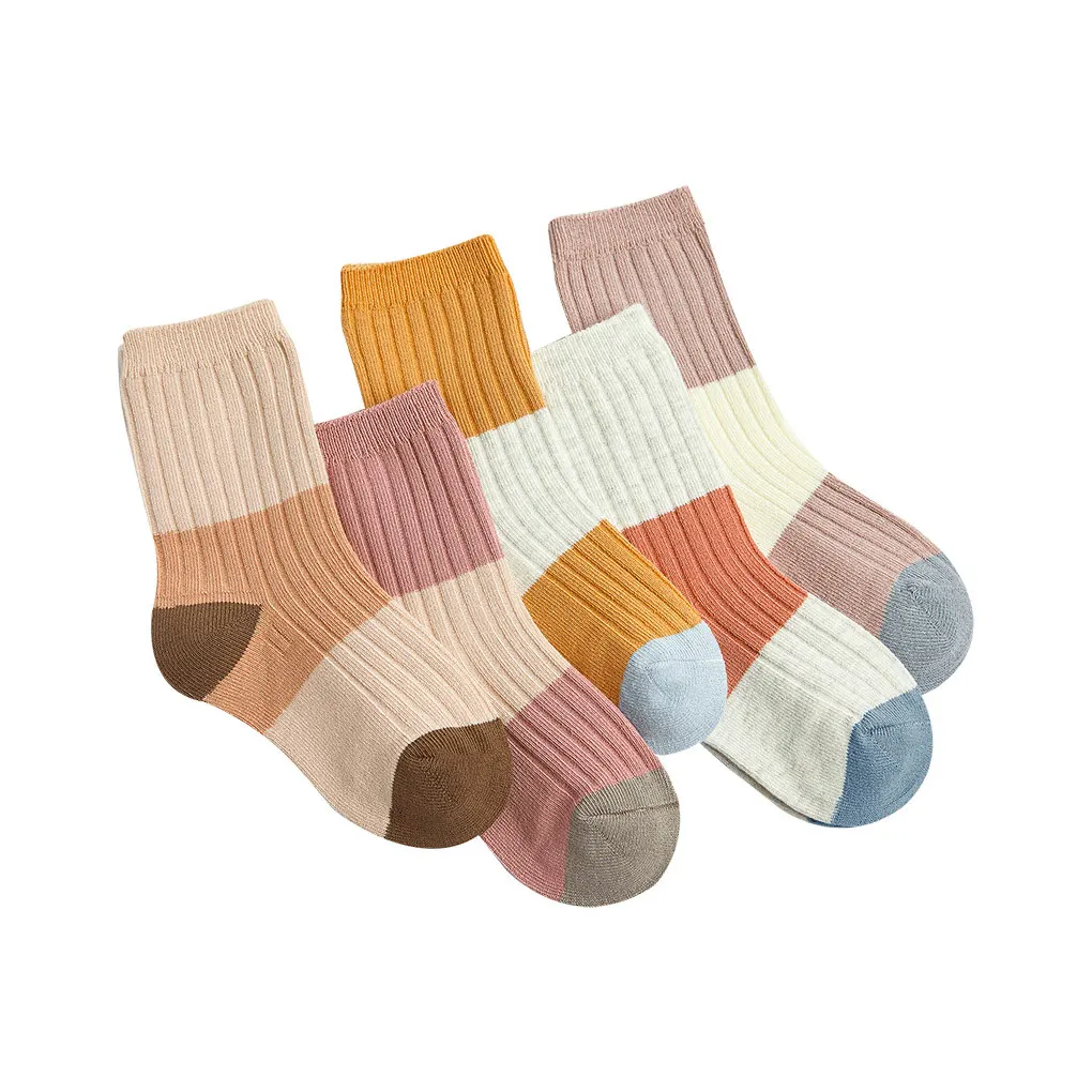 

5 Pairs Baby Socks Middle Stockings Comfortable Knees Pattern Random