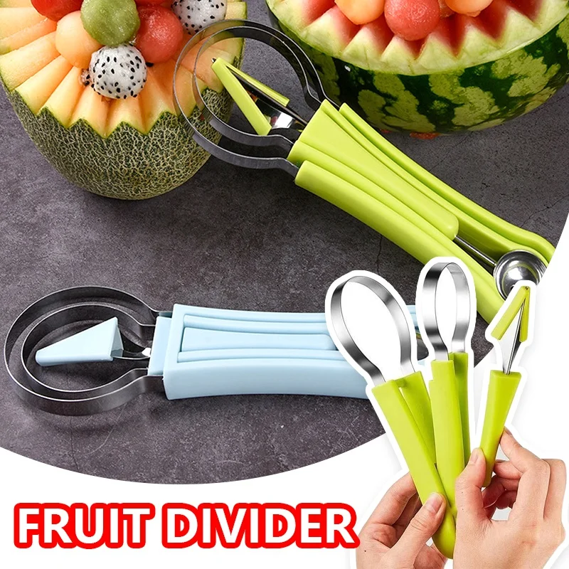 

3 In 1 Watermelon Slicer Cutter Scoop Fruit Carving Knife Cutter Fruit Platter Fruit Dig Pulp Separator Kitchen Gadgets Acces