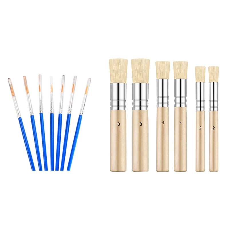 

100 шт. тонких нейлоновых кистей с крючком для рисования и 6 щеток с деревянной Искусственной Щетиной