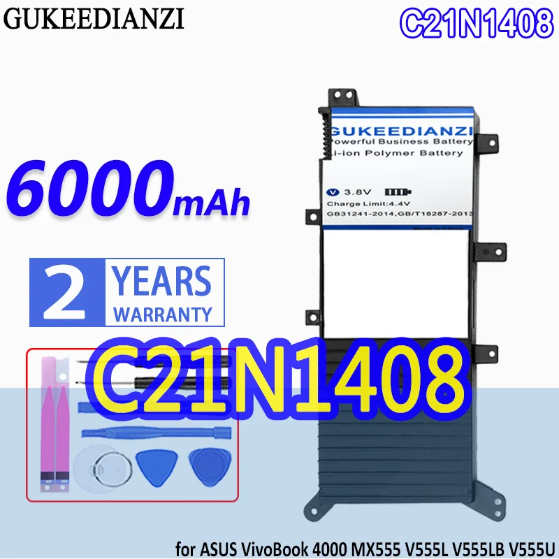 

Bateria C21N1408 6000mAh High Capacity Battery For ASUS VivoBook 4000 MX555 V555L V555LB V555U High Quality Battery