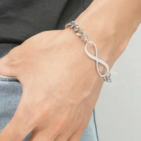 hot sale new fashion titanium steel lucky number 8 infinity symbol bracelet for women men jewelry gift
