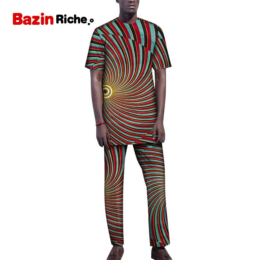 Костюм спортивный мужской с принтом футболка и брюки повседневные шорты стиль