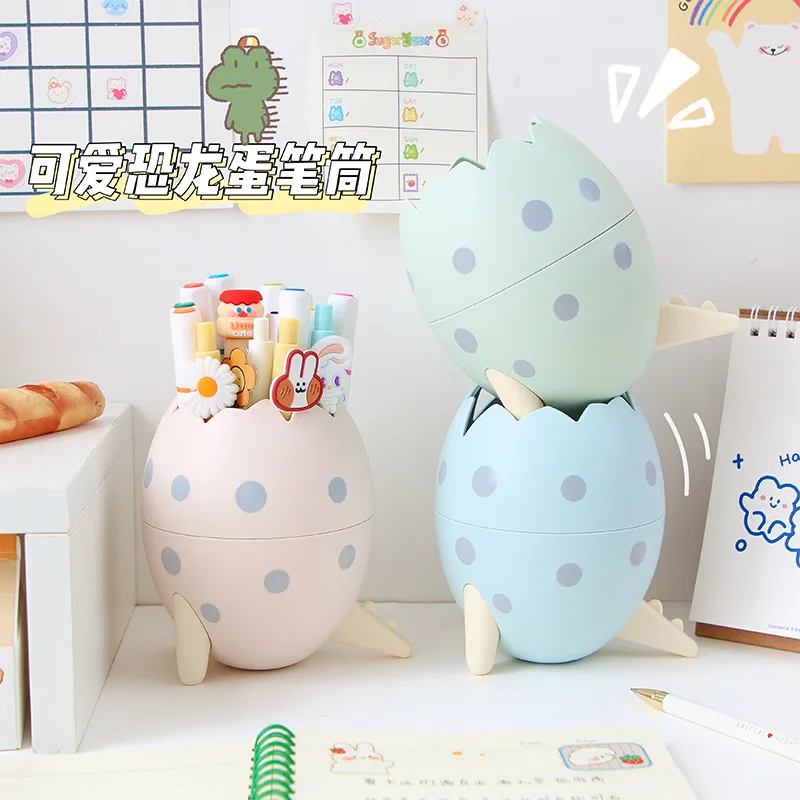 

2022 Cute Dinosaur Egg Pen Holder Student Creative Detachable Desktop Storage Pen Holder Office Ornaments