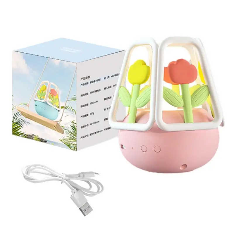 

Светодиодная настольная лампа в виде цветка, ночная лампа в виде тюльпана для детей на батарейках, красочная романтичная декоративная настольная лампа в виде цветка