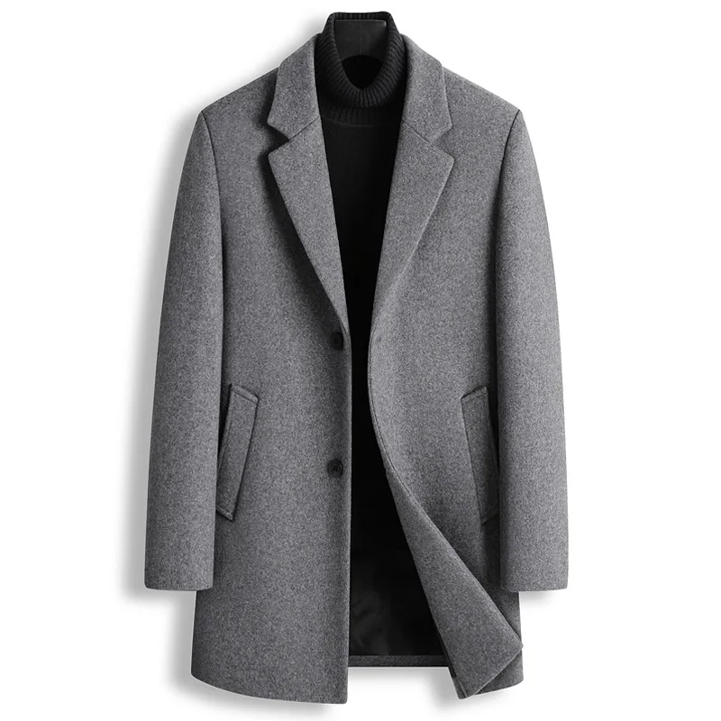

New for autumn 2022 casual men's suit collar, single-breasted wool tweed trench coat, coat menswear