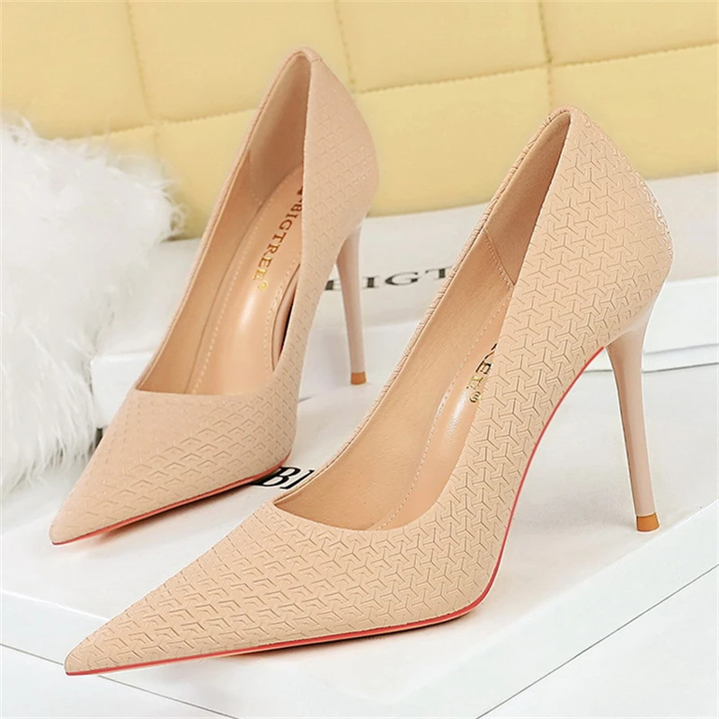 

BIGTREE Fashion Elegant Women Pumps With Medium Heels Sweet Shallow Mouth Pointed Single Party Sandals Office For Shoes