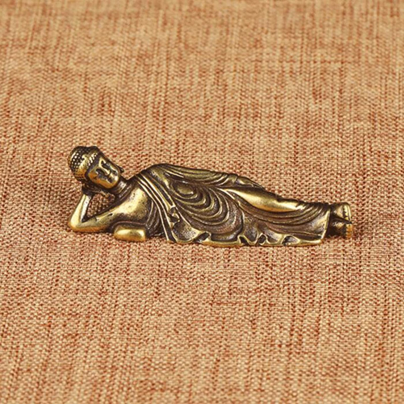 

1PC Mini Retro Golden Lying Amitabha Buddha Statue Buddha Sculpture Figurines Copper Pure Brass Home Decoration Buddha Statues