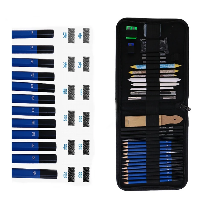 

33 Piece Art Brush Kit Beginner Student Professional Full Set Sketch Pen Art Supplies for Kids Drawing Training Basic Tools