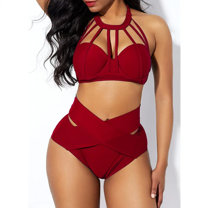 

Новинка 2022, спортивные модели бикини, плиссированный купальник большого размера с высокой талией, женский купальник