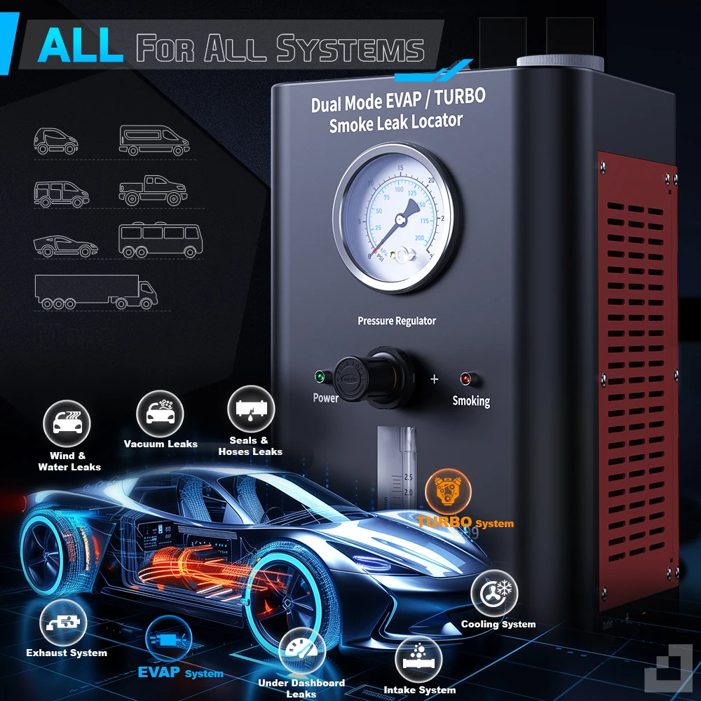 NEXAS SE509 Двухрежимный (EVAP Turbo) детектор утечки дыма с дисплеем Встроенный