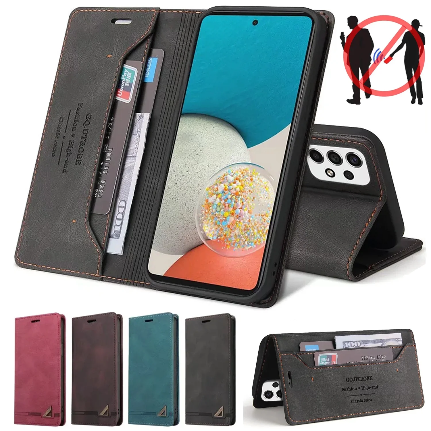 

Anti-thef Leather Case For Samsung A13 A53 A33 A52 A23 A32 A42 A12 A03S A02S A72 A51 A21S M32 Flip Cover Galaxy S20 FE S21 S22