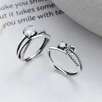 original 925 sterling silver womens rings hoop zircon korean irregular lines cross index finger ring luxury quality jewelry