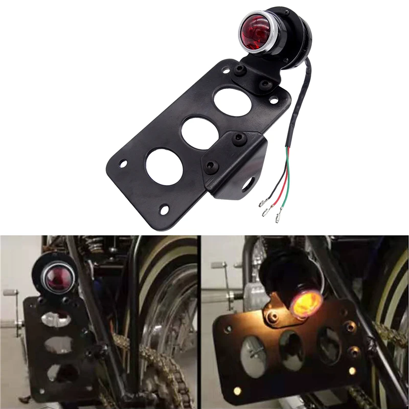

Universal Motorcycles License Plate Bracket Twin Light Integrated Tail lights Side Mount Vertical Mount For Harley Sportster