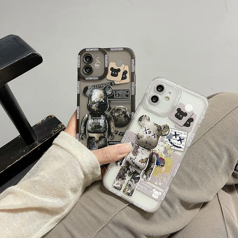 

Doodle Bear Case for Iphone 13 12 11 Pro Max XR X XS 7 8 Plus Anti-fall Funny Silicone Protective Cover