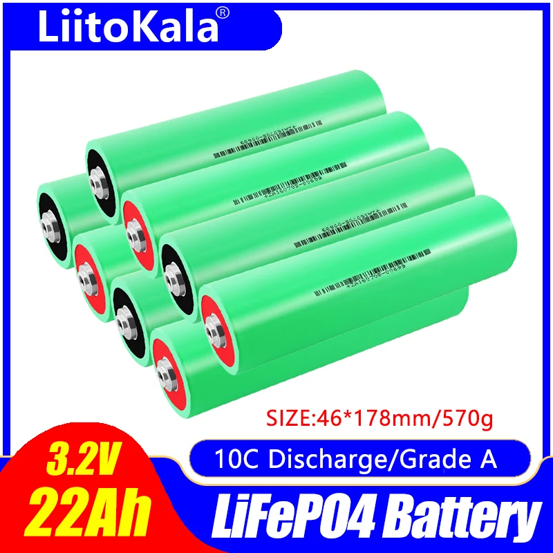 

4-48PCS LiitoKala 3.2V 22Ah high capacity Deep cycle Lifepo4 Battery for 12v 24v 48V Li-ion Battery Rechargeable Battery Pack