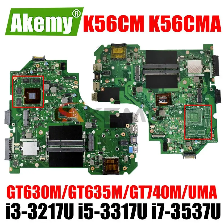 

K56CM Mainboard for ASUS K56CB K56CA A56C S550CM S550CB Laptop Motherboard i3-3217U i5-3317U i7-3537U GT630M GT635M GT740M UMA