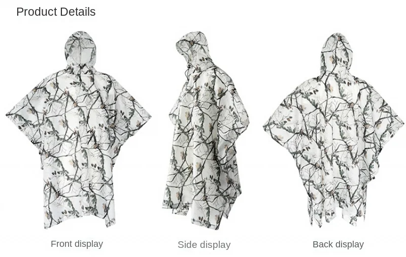 Силиконовый легкий белый Камуфляжный водонепроницаемый длинный дождевик с