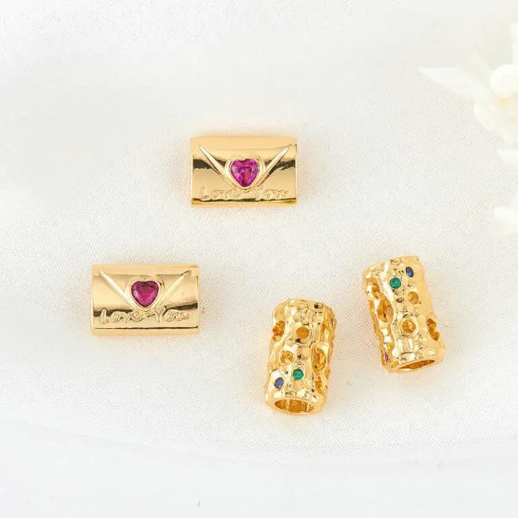 

4 шт., латунные бусины для браслета, 14 к