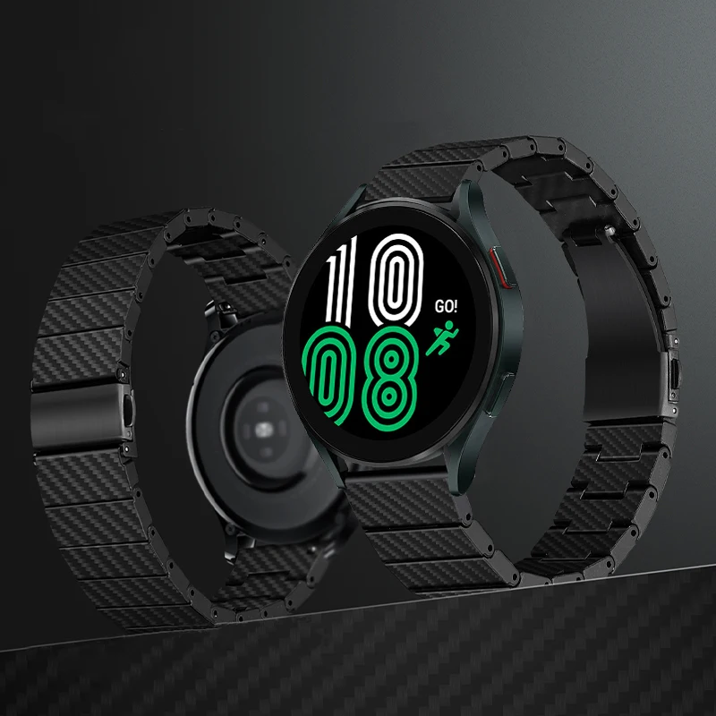 

Ремешок 20 мм 22 мм для часов Samsung watch 4 Classic 46 мм 42 мм Active 2, кевларовый браслет из углеродного волокна для galaxy Watch 4 44 мм 40 мм
