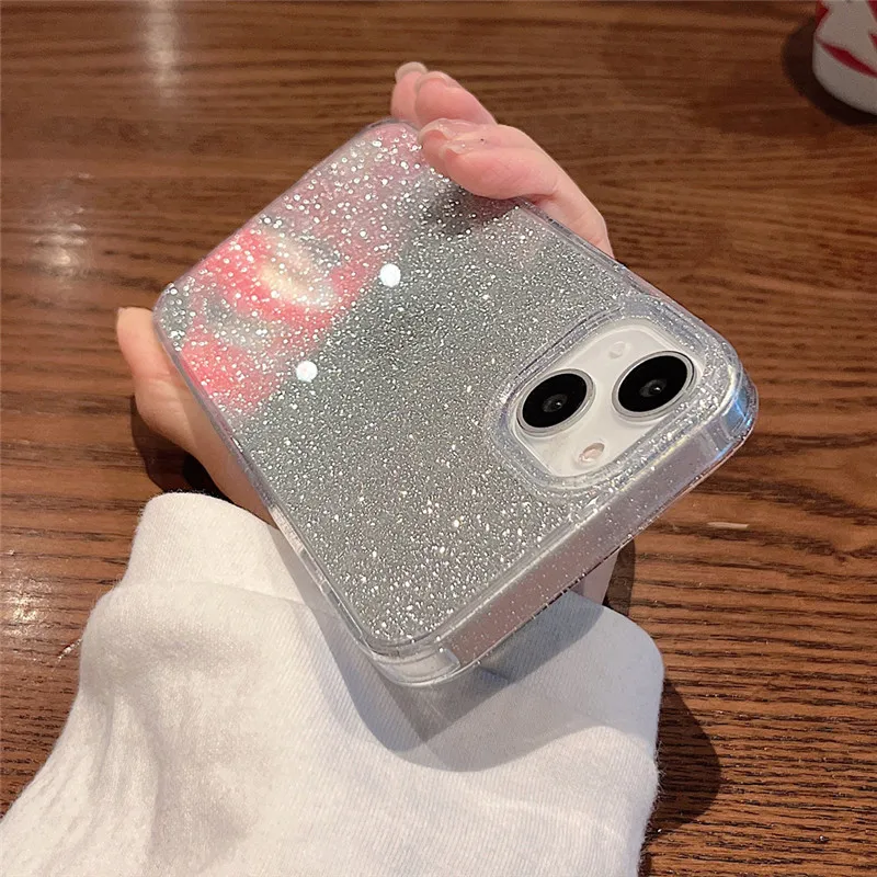 

Ottwn Luxury Glitter Bling Transparent Case For iPhone 14 Plus 13 Pro 12 14 Pro Max Shockproof Solid Color Soft Silicone Cover