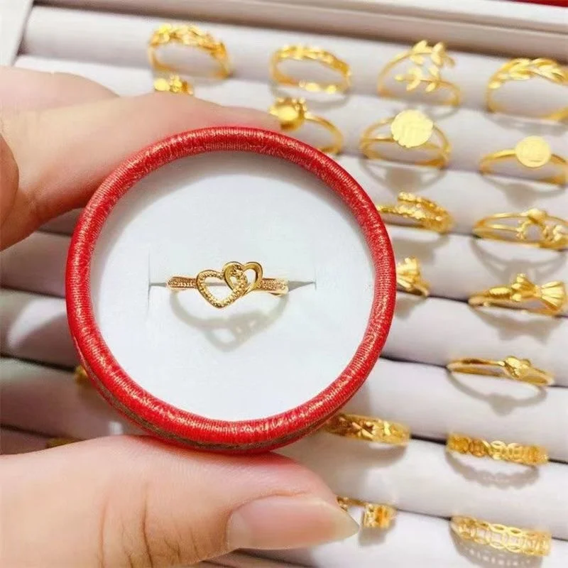 

Pure Copy Real 18k Yellow Gold 999 24k Women Will Never Fade Daily Ornaments Euro Coins Live Ring Lovers' Antique Love Never Jew