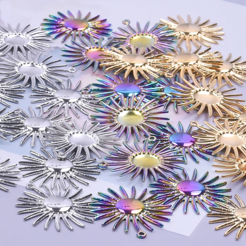 

10PCS DIY Trendy Punk Sun Stainless Steel Minimalist Necklace for Men Jewelry Making No Fade Pendants Handicraft Materials