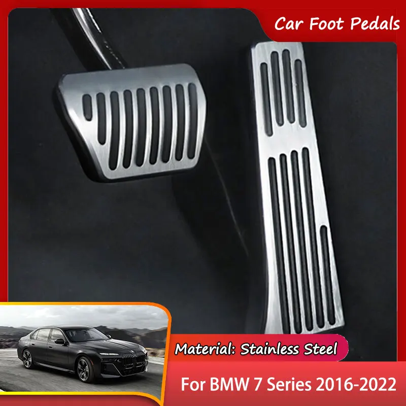 

Автомобильные ножные педали AT MT из нержавеющей стали для BMW серий 7 G11 G12 2016 ~ 2022, газовый тормоз, педали газа, Нескользящие колодки, автомобиль...