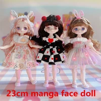 cute doll 23cm two dimensional comic face multi joint fashion casual suit skirt 7 points princess bjd doll girl toy gift