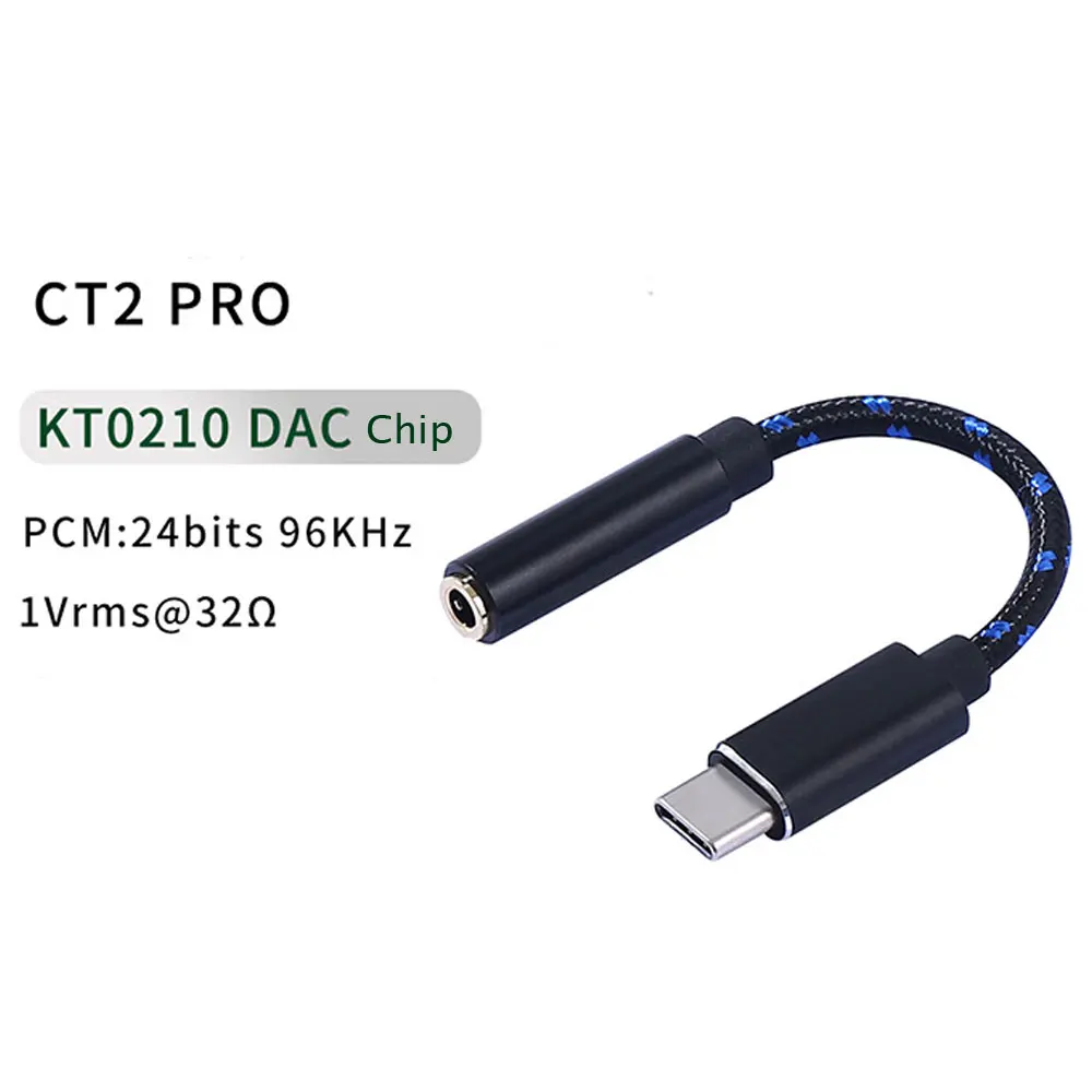 

Type C to 3.5mm Audio Converter DAC Digital Decorder Headphone decoding Amplifier Support KT0210 DAC Chip 24 Bit 96khz 32ohm