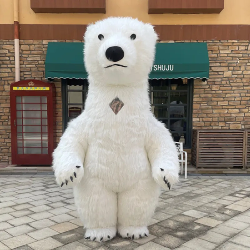 

2.6M Giant Polar Bear Inflatable Costume Street Funny Polar Bear Mascot Costume Party Cosplay Plush Doll Inflated Mascot Costume