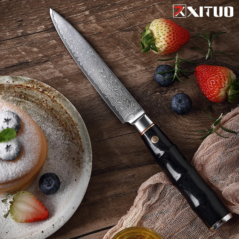 

XITUO Utility Knife Damascus Steel Multi-functional Sharp Kitchen Knife Cutting Vegetables Meat Kitchen Food Complementary Tools