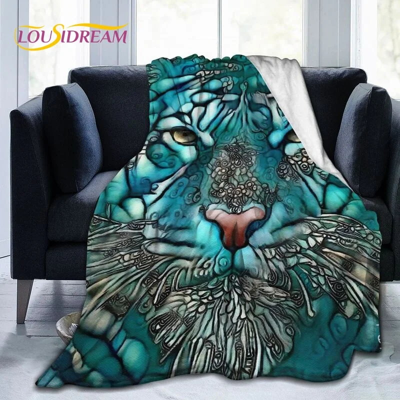 

3D Cartoon Animals Tiger Lion Blanket,Flannel Blanket Soft Throw Blanket,Sherpa Warm Blankets Four Seasons for Beds Sofa Office