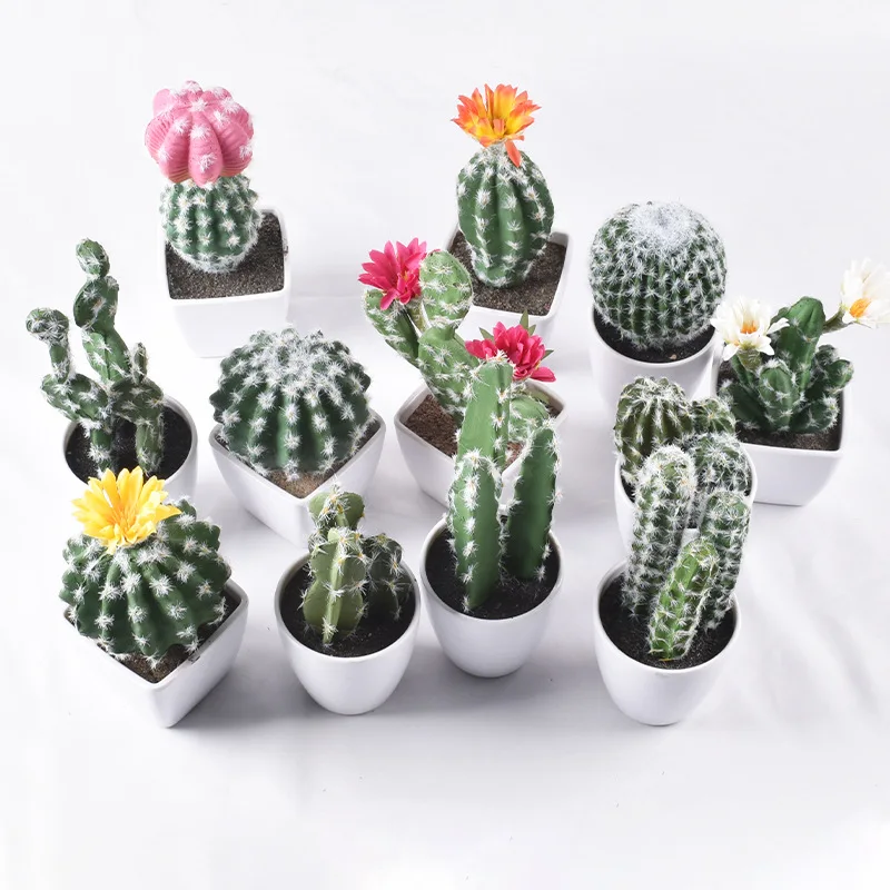 Mini Simulated Cactus Succulent Green Potted Plant Decoration Shooting Props Artificial Flowers Ornaments Pu Home Decoration