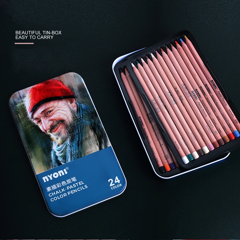 

24 шт./партия, профессиональные пастельные карандаши из свинцового дерева