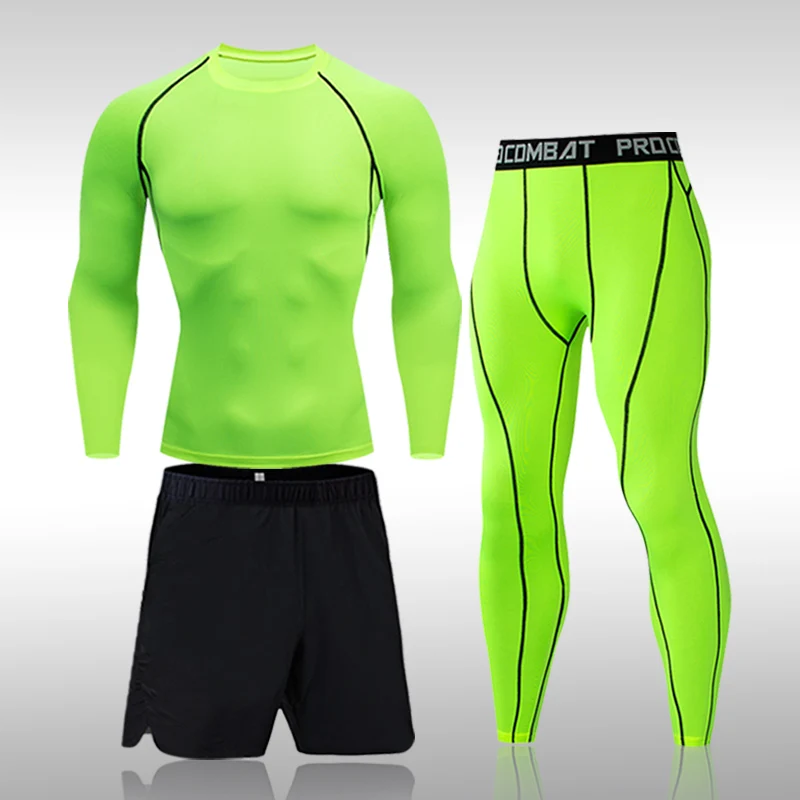 

Men's Compression Sportswear Suits Gym Tights Training Clothes Workout Jogging Sports Set Running Tracksuit Quick Dry Rash Guard