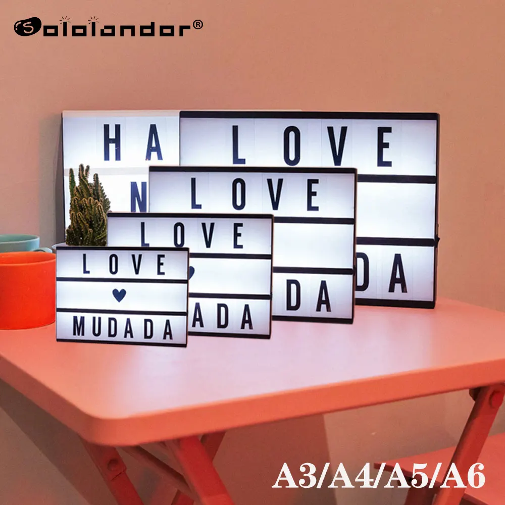 A3 A4 A5 A6 Size LED Combination Night Light Box Lamp DIY Black/Colorful Letters Cards USB AA Battery Cinema Lightbox Dropshippi