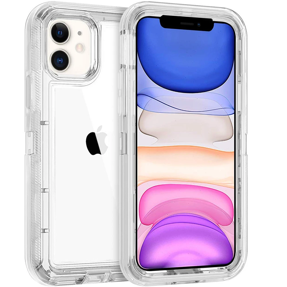 

For iPhone 12 11 13 Pro Max XR XS XSMAX X 6 6S 7 8 Plus 13 Half Clear Transparent Shockproof Armor Glossy Plain Case Phone Cover