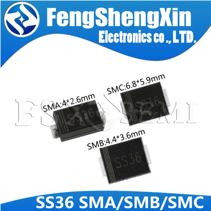 

100PCS SS36 30v 60a SMD SR360 diode SMA/SMB/SMC DO-214AA/AB/AC sk36
