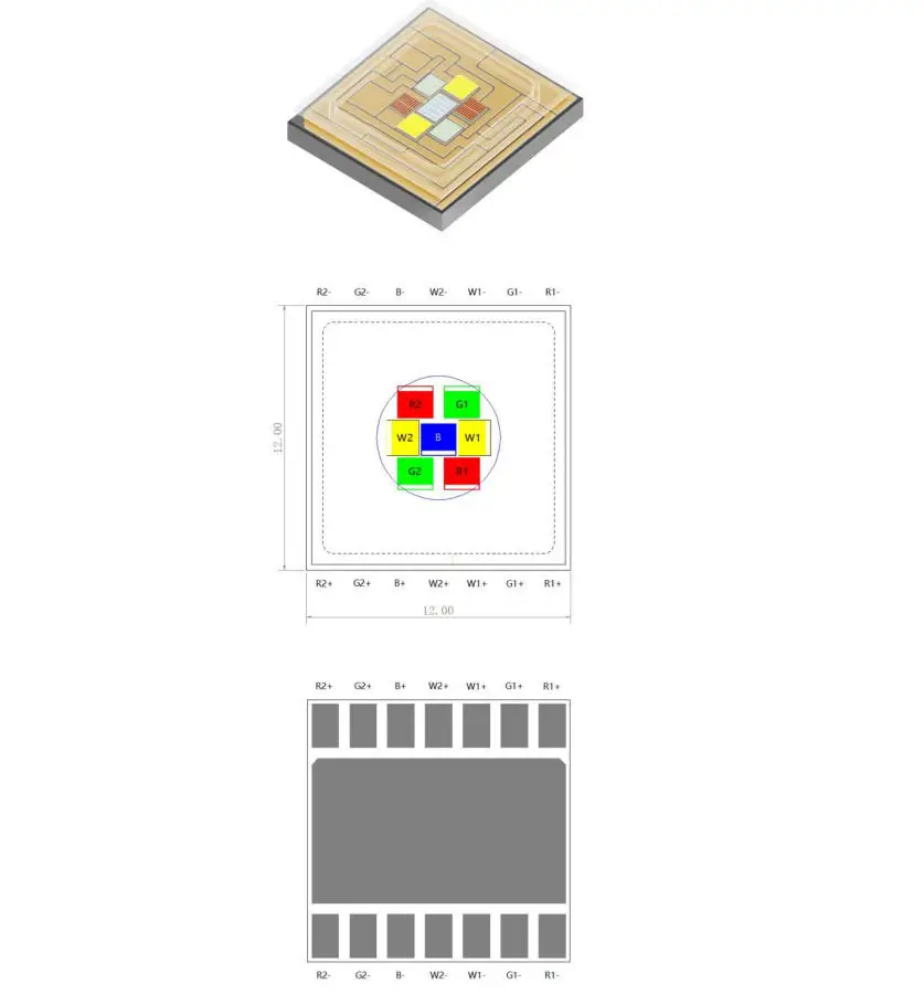 Фото Светодиодный чип TYANSHINE TX-1212RGBL/W120 RGBA/RGBL 4-в-1, 120 Вт, с керамическим основанием, мощный светодиодный излучатель для вращающихся головок и сценического освещения №1